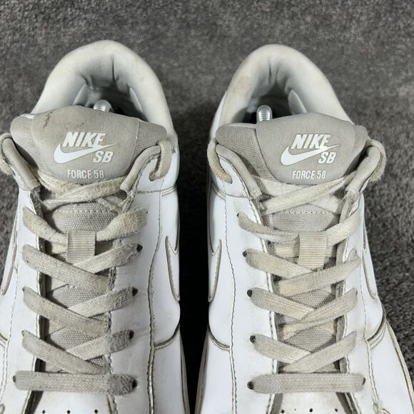 Nike SB Force 58 DH7505-100 Men’s Sz 13 Premium Triple White Leather Skate Shoes main image 9